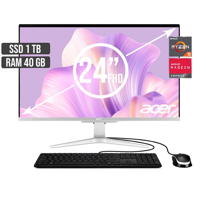 ACER - TODO EN UNO ACER AMD RYZEN 5-5500U SSD 1TB RAM 40GB LED 24 FHD