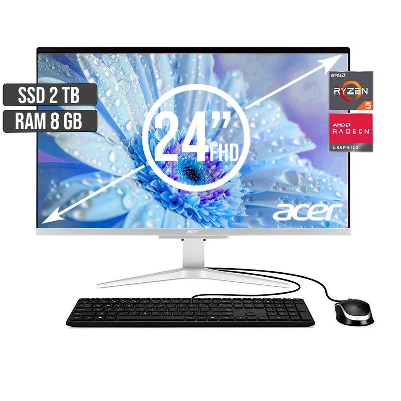 ACER - TODO EN UNO ACER AMD RYZEN 5-5500U SSD 2TB RAM 8GB LED 24 FHD