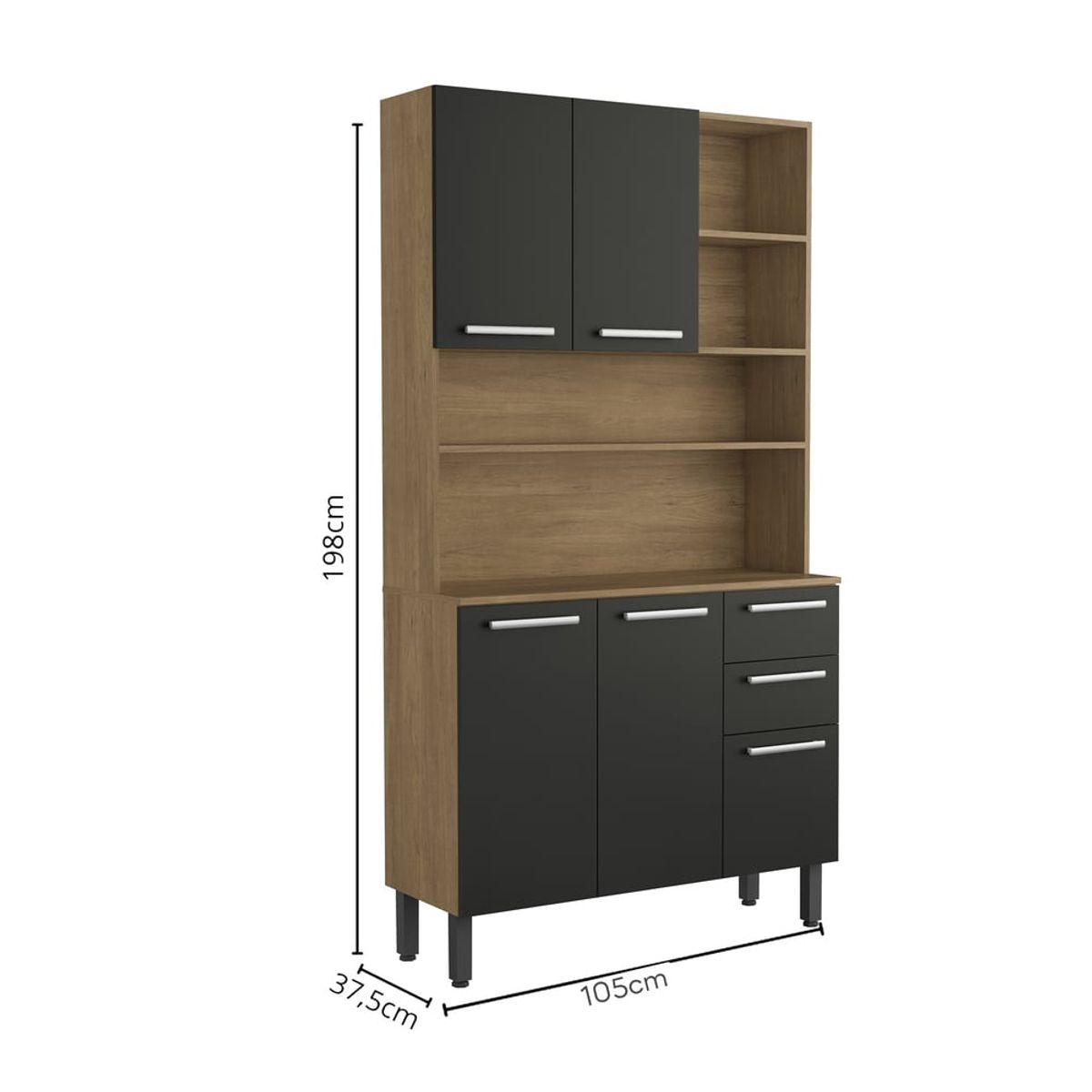 BERTOLINI - Alacena Despensa Multiuso De 105 cm Con Mesón En MDP