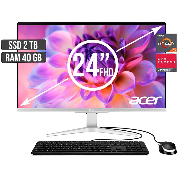 ACER - TODO EN UNO ACER AMD RYZEN 5-5500U SSD 2TB RAM 40GB LED 24 FHD
