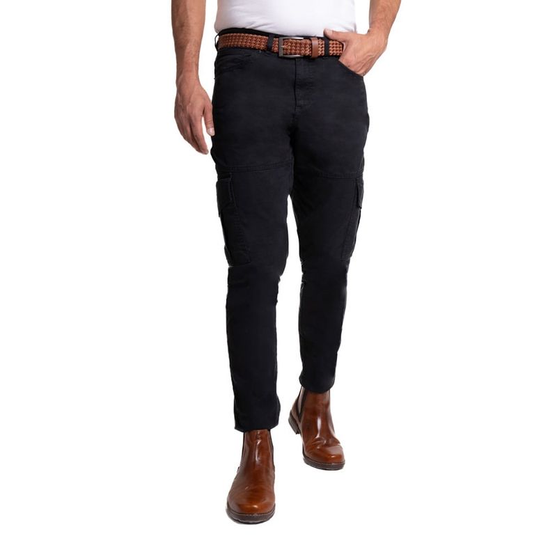 LEC LEE - Pantal?n Cargo Skinny para hombre color negro