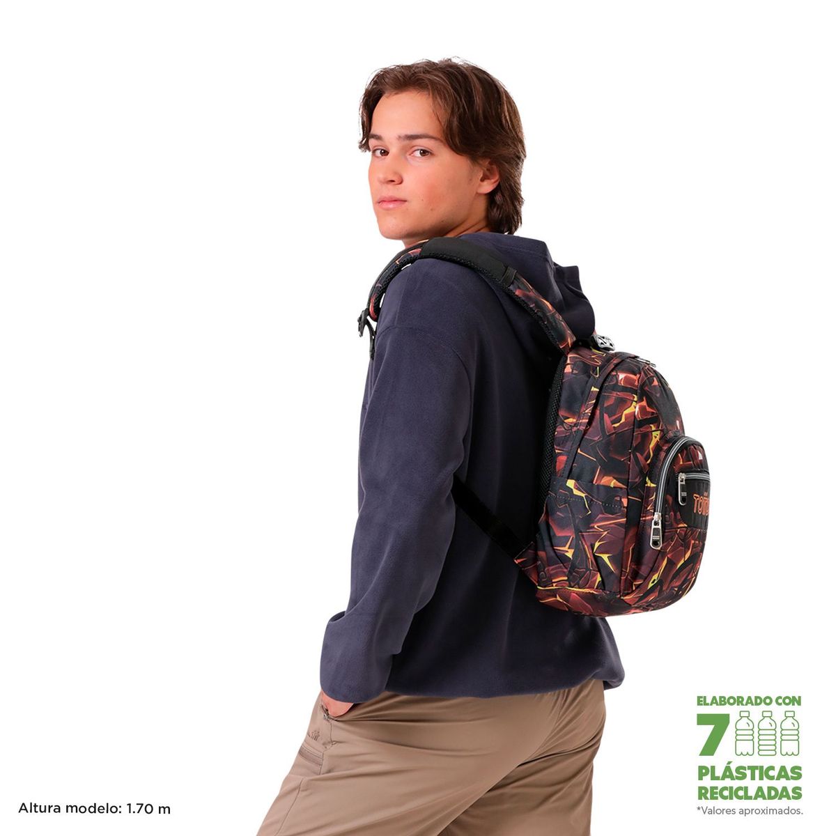 TOTTO - Morral Juvenil Porta Tableta 10" Tempera Gris