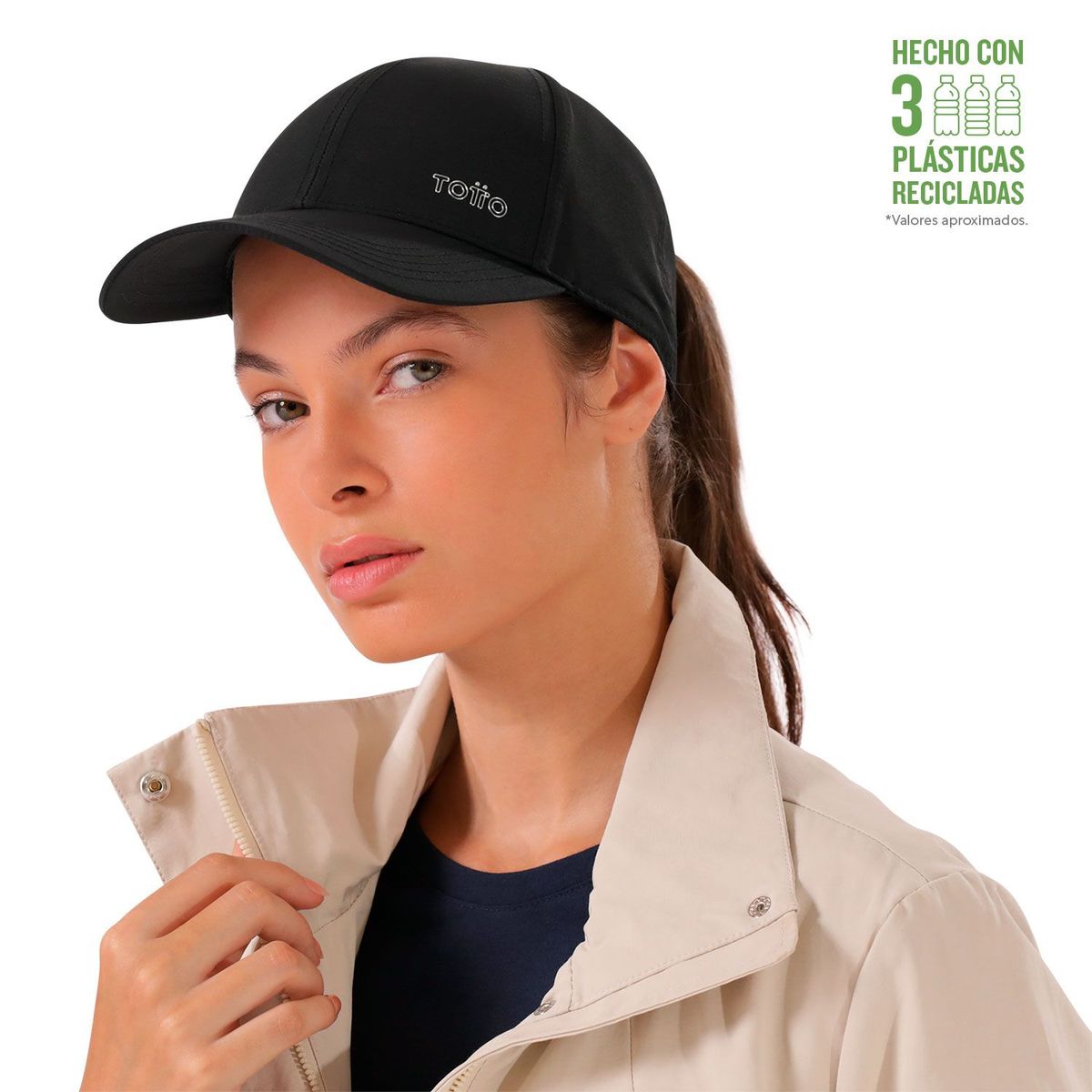 TOTTO - Gorra Beisbolera Tanger con Filtro UV Negra