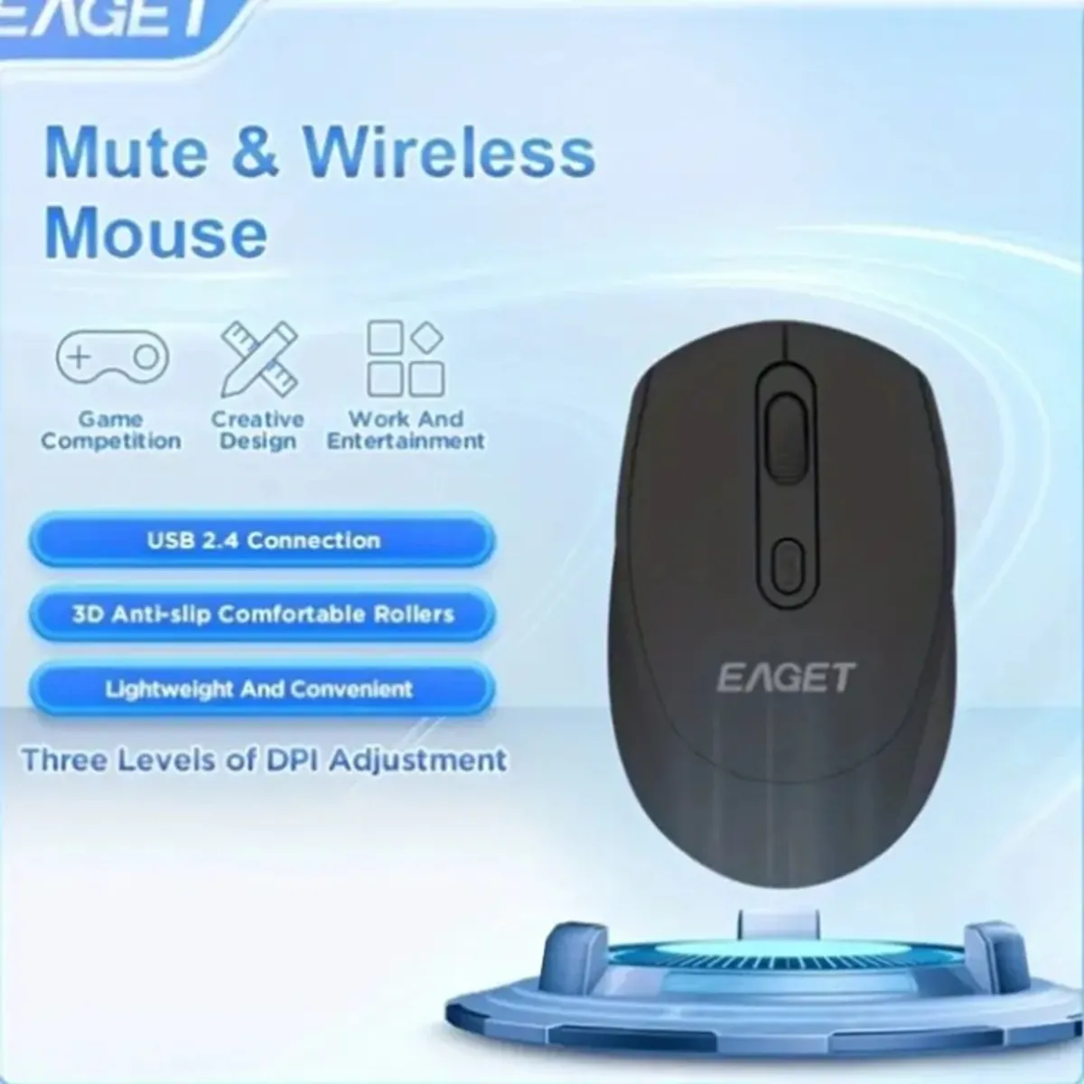 GENERICO - Mouse Optico Eaget Inalambrico 2,4g  1600 dpi