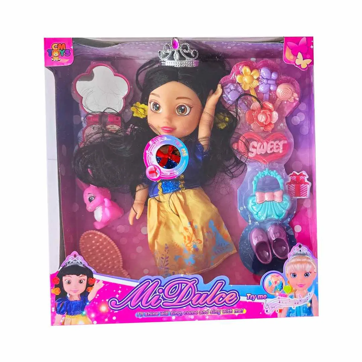 GENERICO - Muñeca Princesa Vestido Amarillo Cuento De Hadas Accesorios