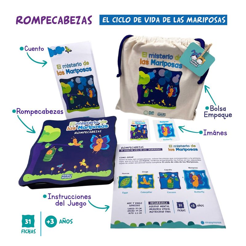 FUN FACTORY - Rompecabezas en capas  El Misterio de las Mariposas