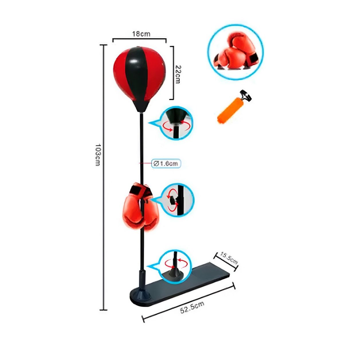GENERICO - Kit Boxeo Para Niños Pera Con Soporte Deportes + Guantes