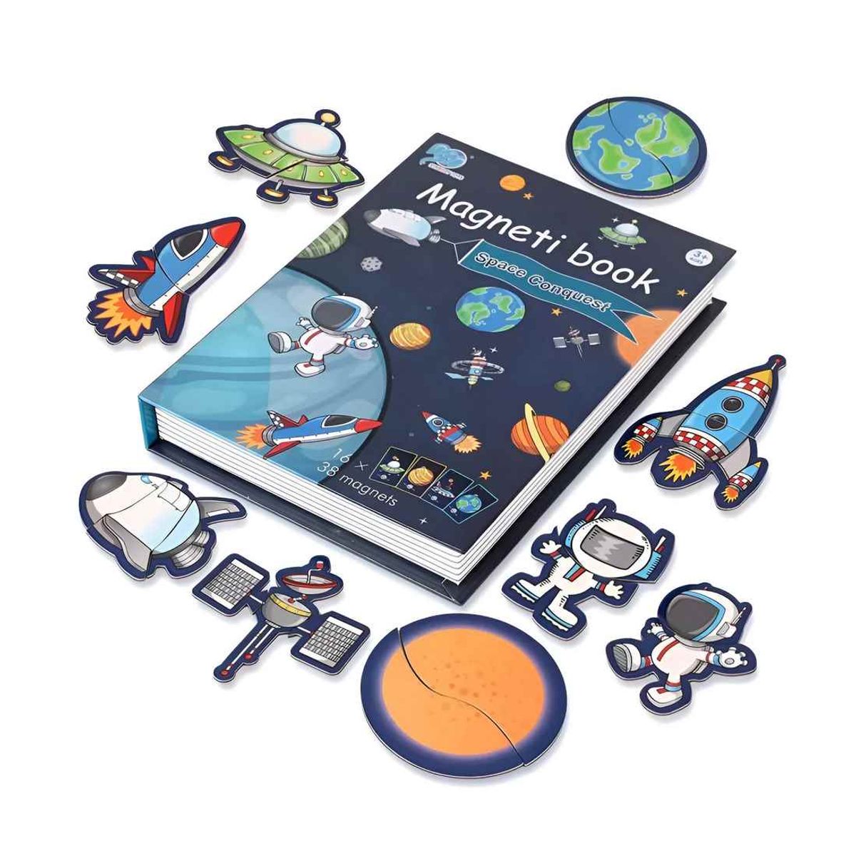 GENERICO - Libro Magentico Espacio Astronauta Cosmos Puzzle Rompecabeza