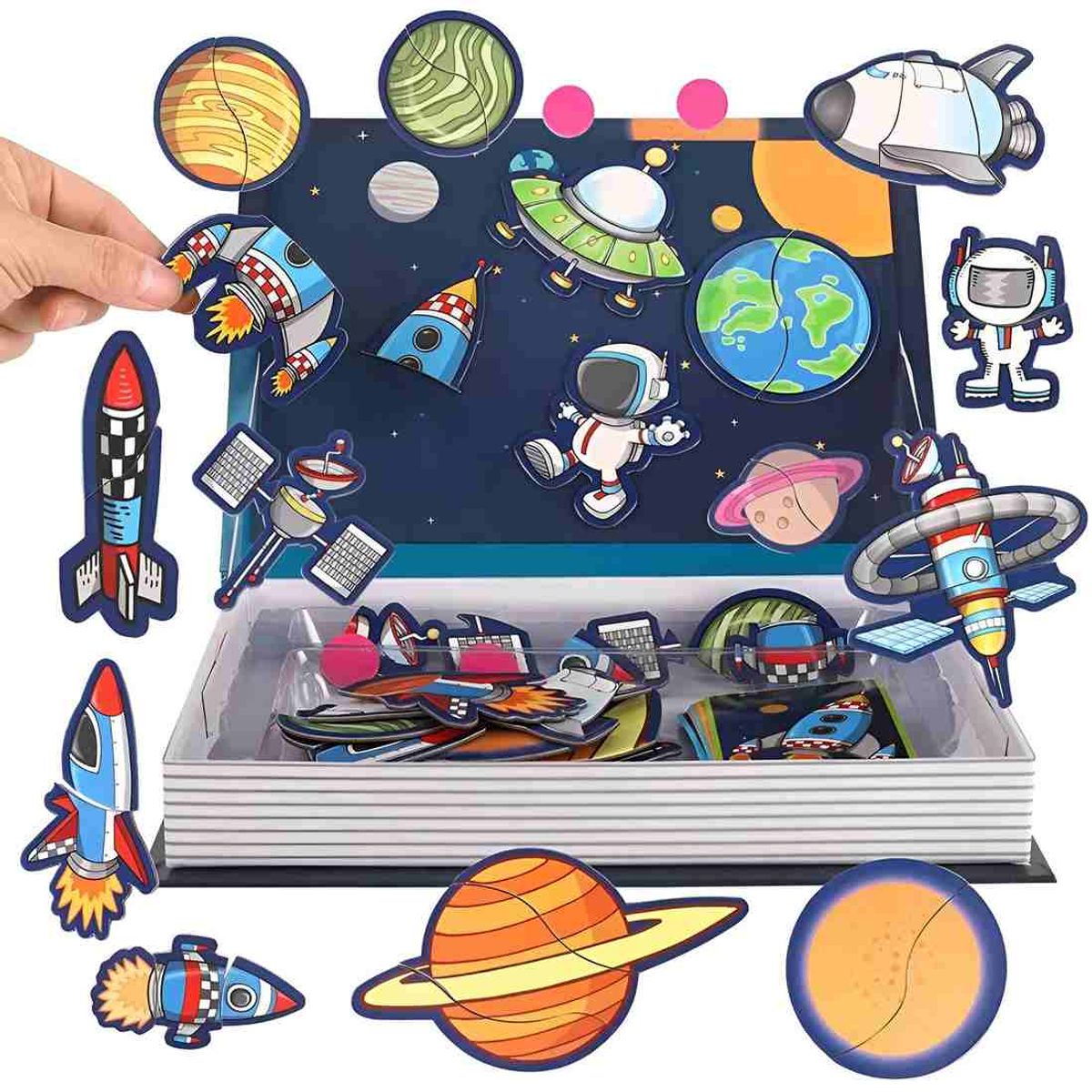 GENERICO - Libro Magentico Espacio Astronauta Cosmos Puzzle Rompecabeza