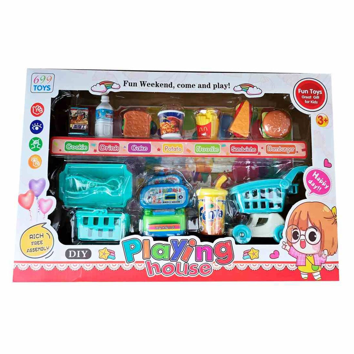 GENERICO - Alimentos De Juguete Niños Didacticos Supermercado Carrito