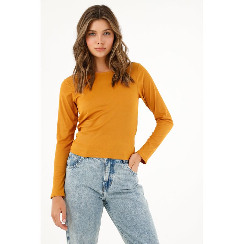 TENNIS - Camiseta amarilla con detalle cut out para mujer