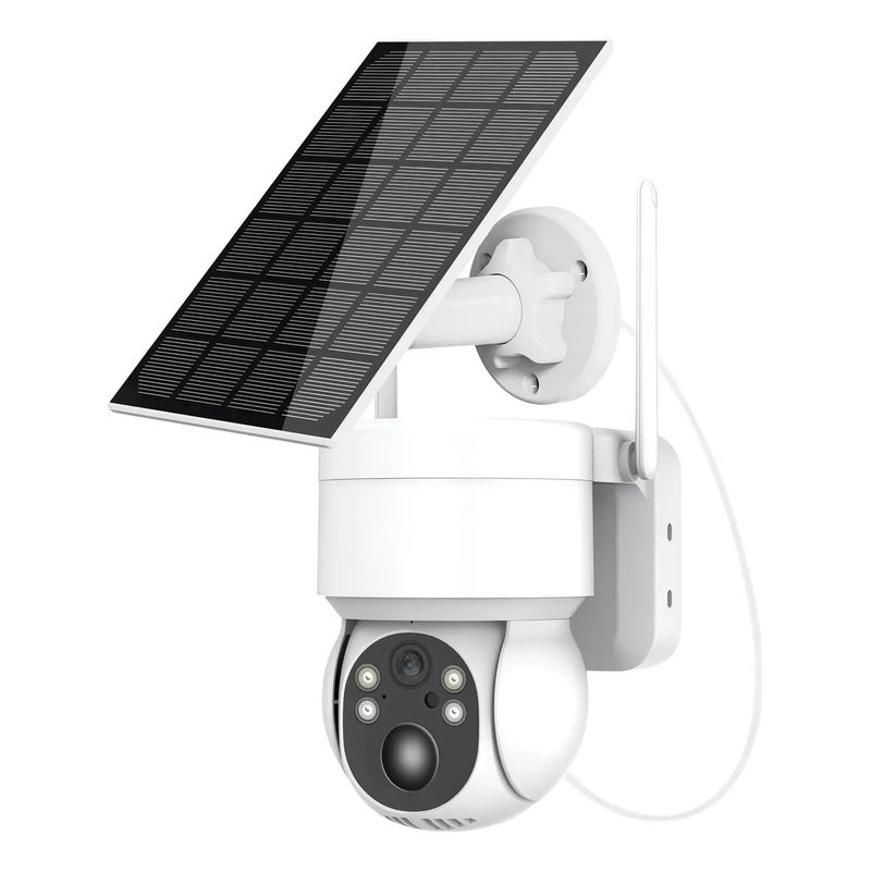 GENERICO - Camara Ip Domo Exterior Panel Solar Seguridad Wifi Hd Vision Color Blanco