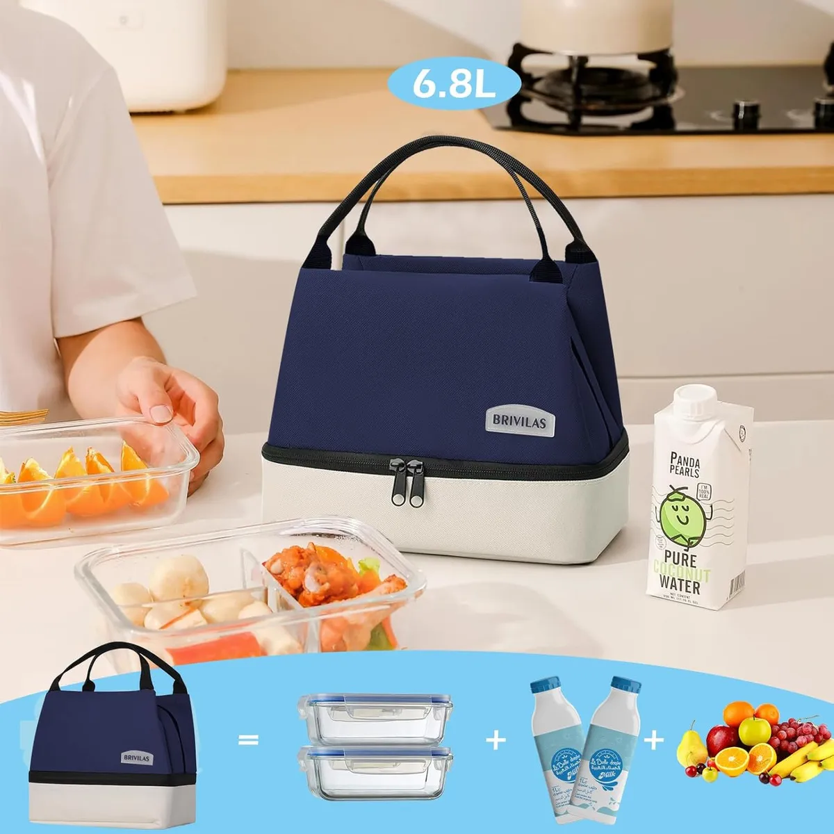 GENERICO - Bolso Porta Comidas Almuerzo Térmico Aluminio Doble Capa