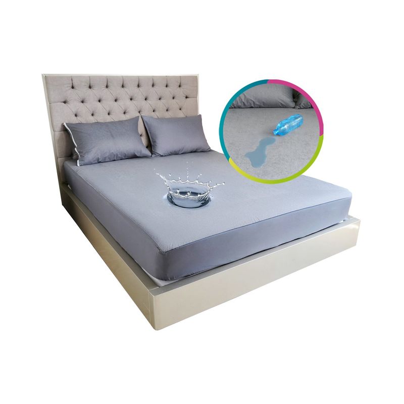 HOGARETO - Protector Colchón Impermeable Gris Cama King