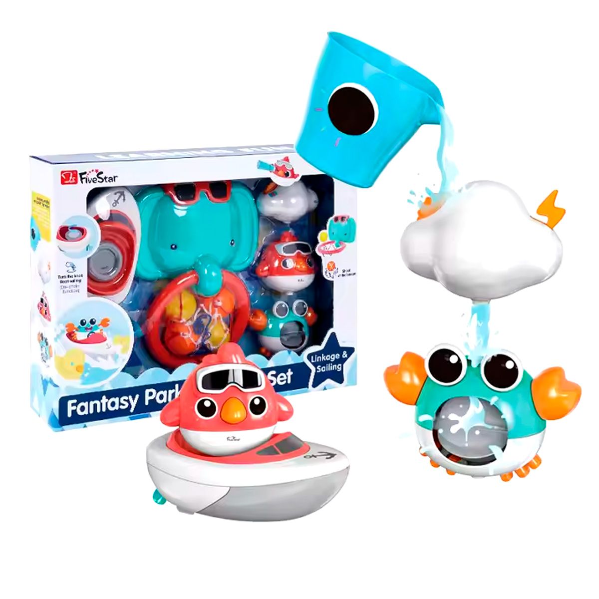 ENFANT'ASY - Juguete Baño Bañera Tina Bebé Agua Barco Giratorio Cesta