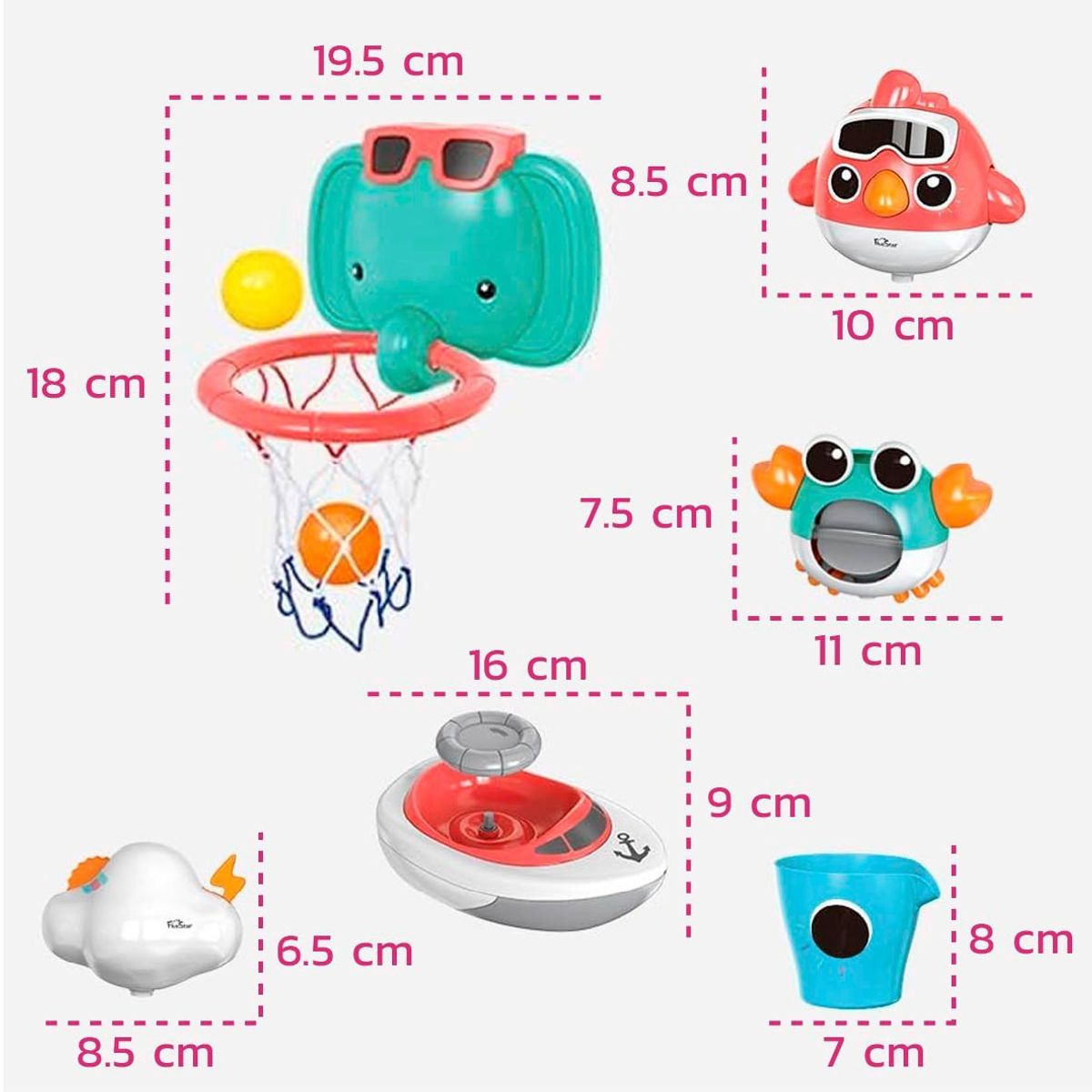 ENFANT'ASY - Juguete Baño Bañera Tina Bebé Agua Barco Giratorio Cesta