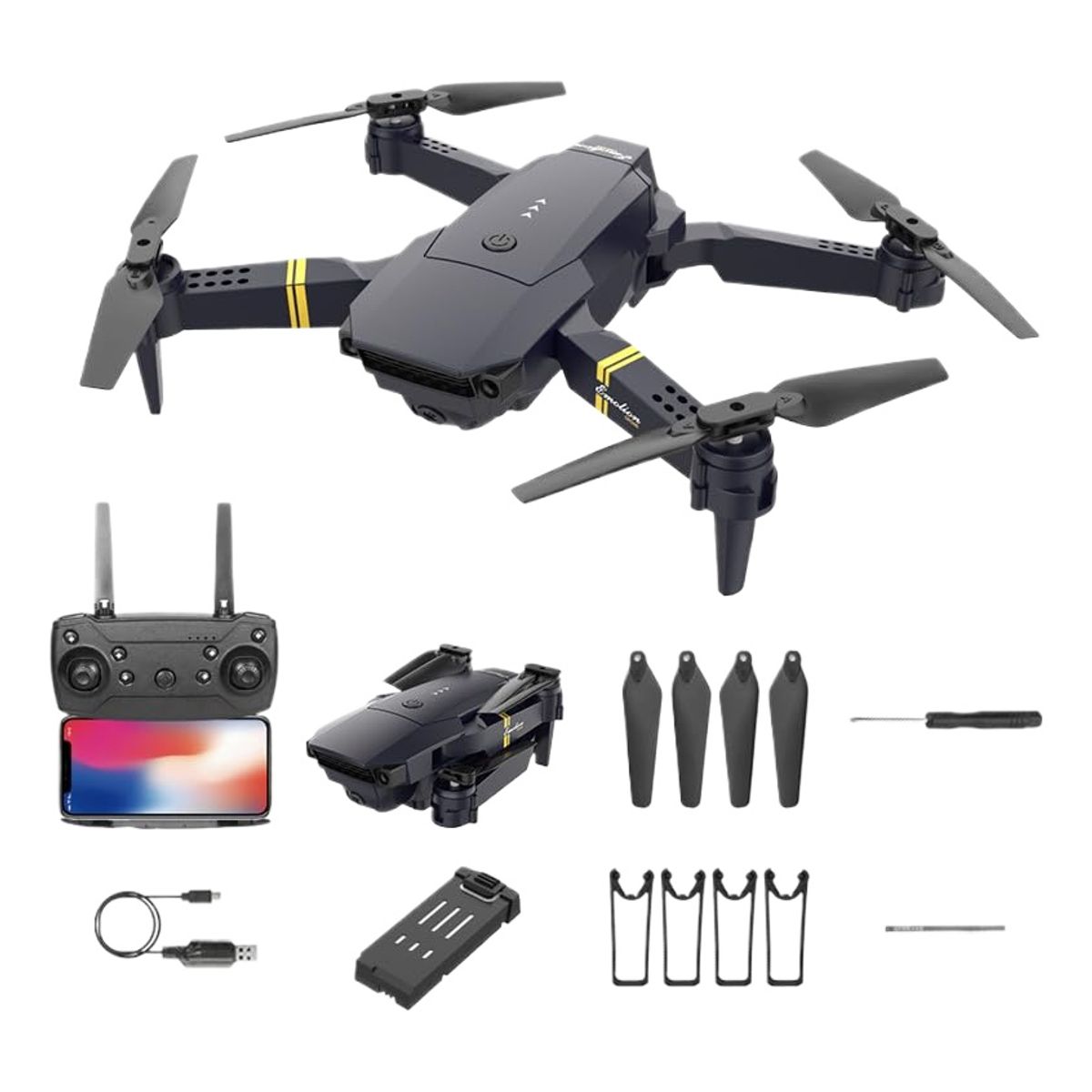 GENERICO - Dron Cámara Aérea 360° Alta Definición Wifi 4 Ejes Plegable