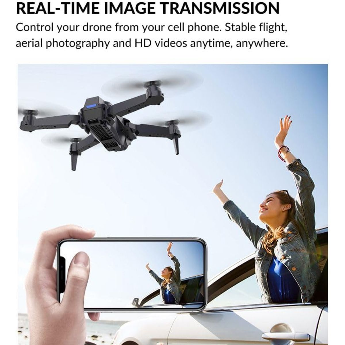 GENERICO - Dron Cámara Aérea 360° Alta Definición Wifi 4 Ejes Plegable