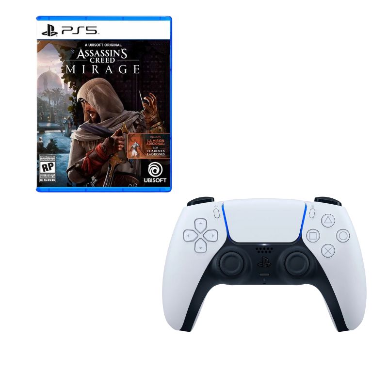 PLAYSTATION - Control Playstation 5 Blanco Con Juego Assassins Mirage Ps5