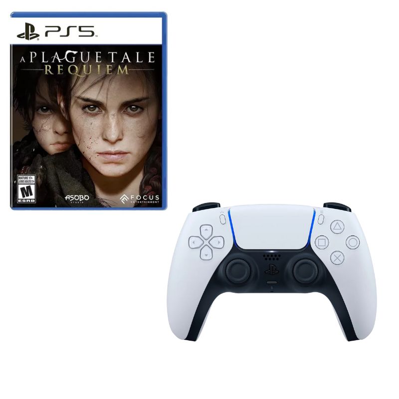 PLAYSTATION - Control Playstation 5 Blanco Con Juego A plague Of Tale Ps5