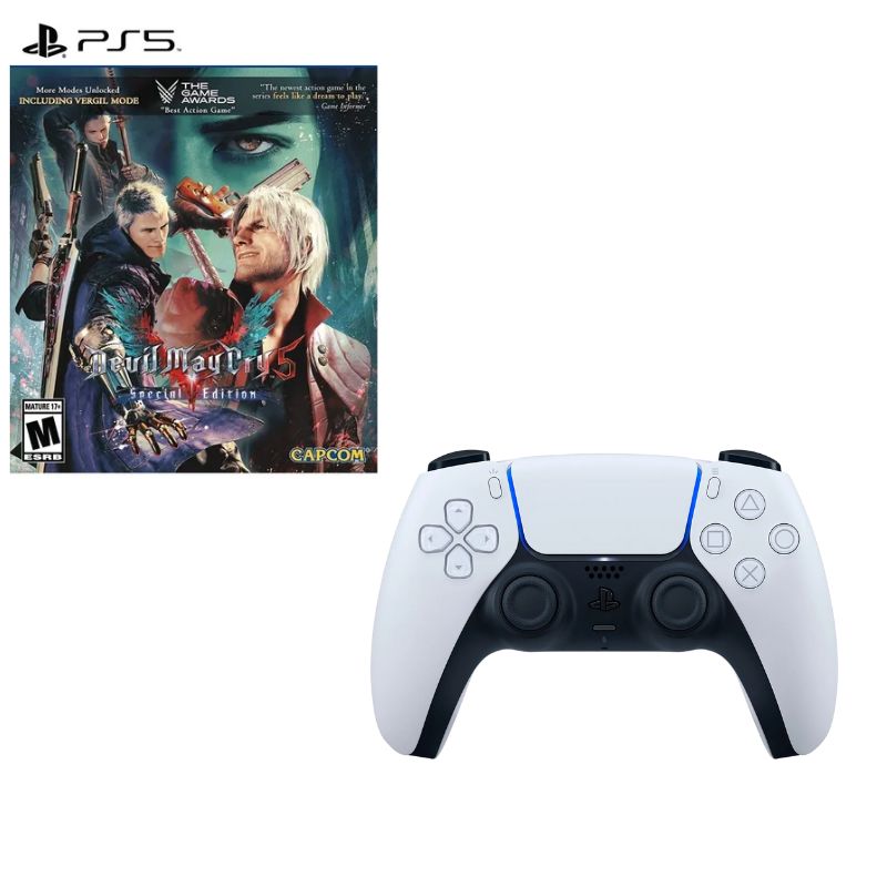 PLAYSTATION - Control Playstation 5 Blanco Con Juego Devil My Cry Ps5