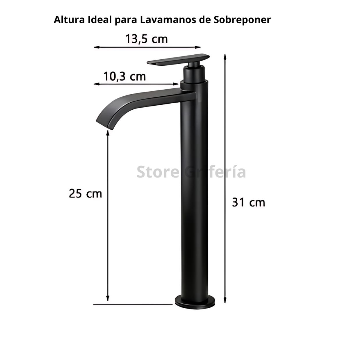 AMERICAN GENERICS - Llave Grifo Para Lavamanos Negra Alta Cascada Agua Fria