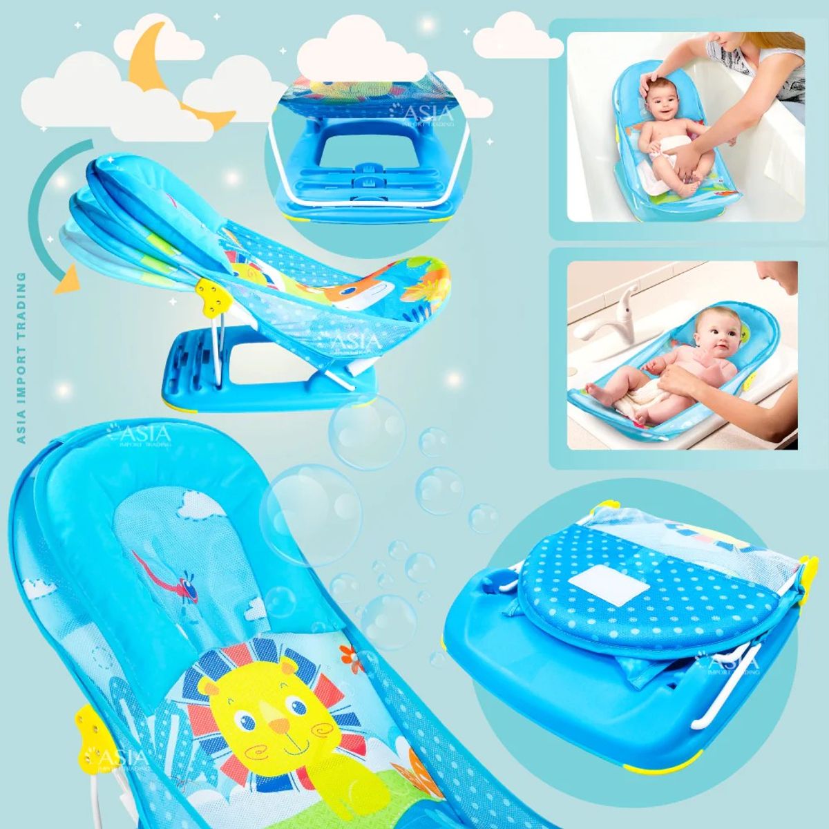 ASIA IMPORT - SILLA PARA EL BAÑO DEL BEBE COLOR CELESTE