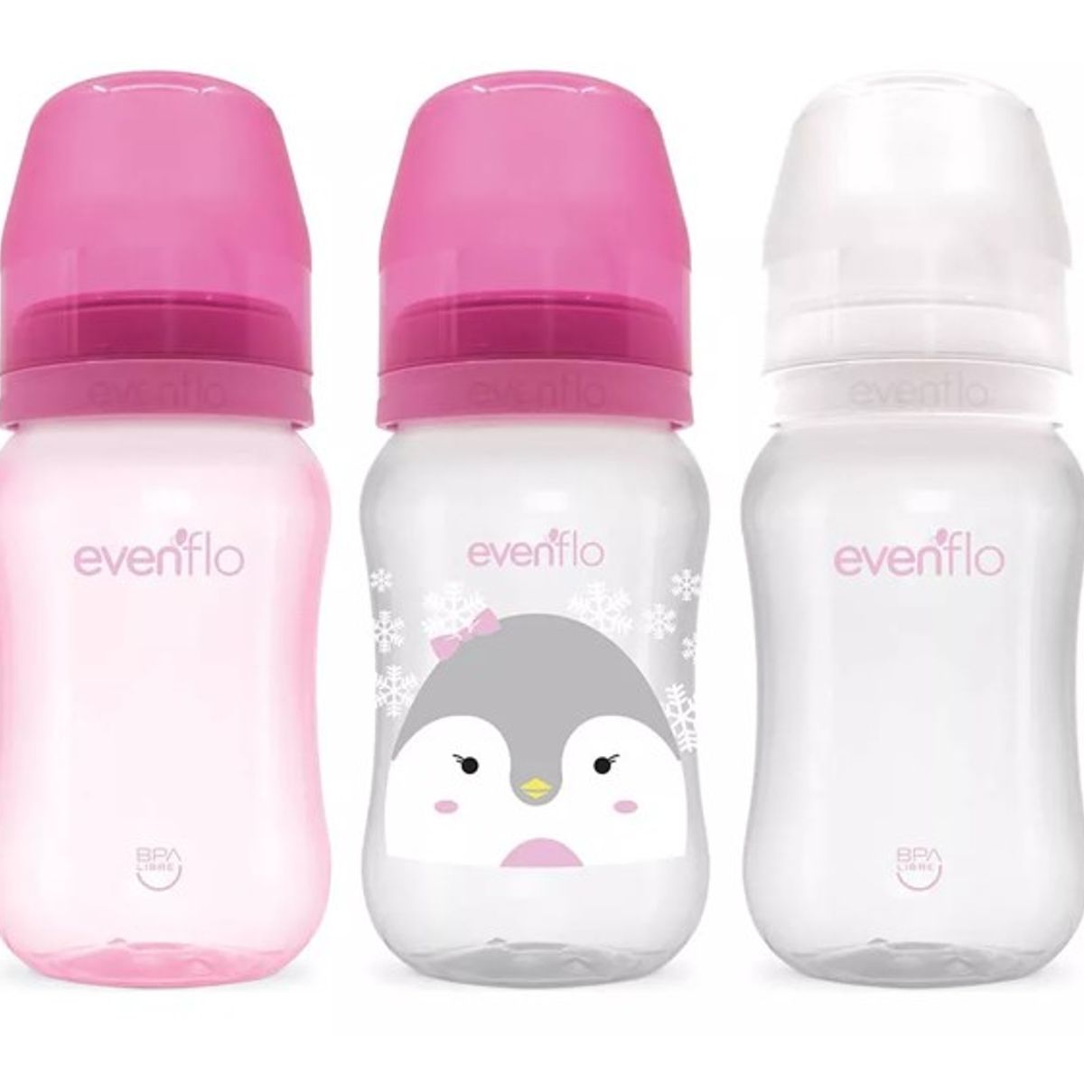 EVENFLO - Set Biberones Cuello Ancho 9 Onzas x 3und Rosado - Evenflo