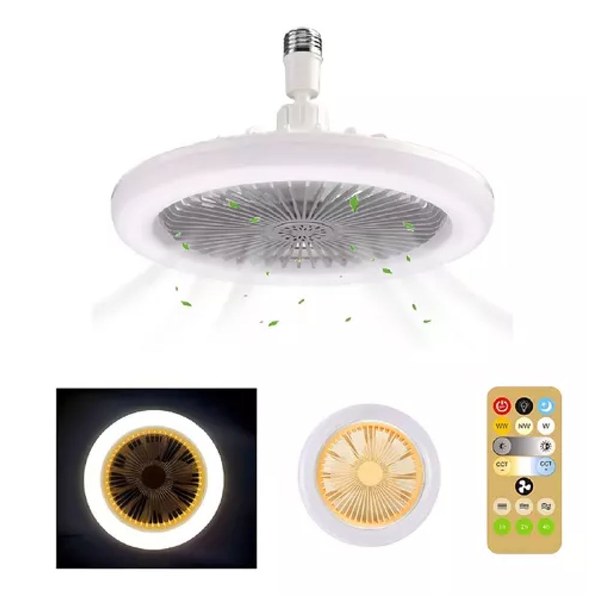 SKY - Ventilador De Techo E27 De Con Lámpara Y Control Remoto Colo