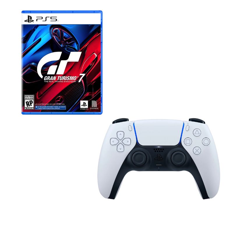 PLAYSTATION - Control Playstation 5 Blanco Con Juego Gran Turismo 7 Ps5