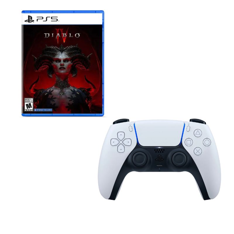 PLAYSTATION - Control Playstation 5 Blanco Con Juego Diablo IV Ps5