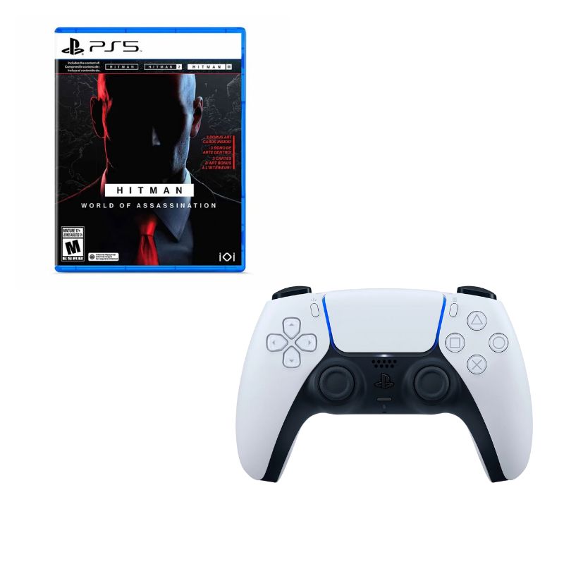 PLAYSTATION - Control Playstation 5 Blanco Con Juego Hitman Ps5