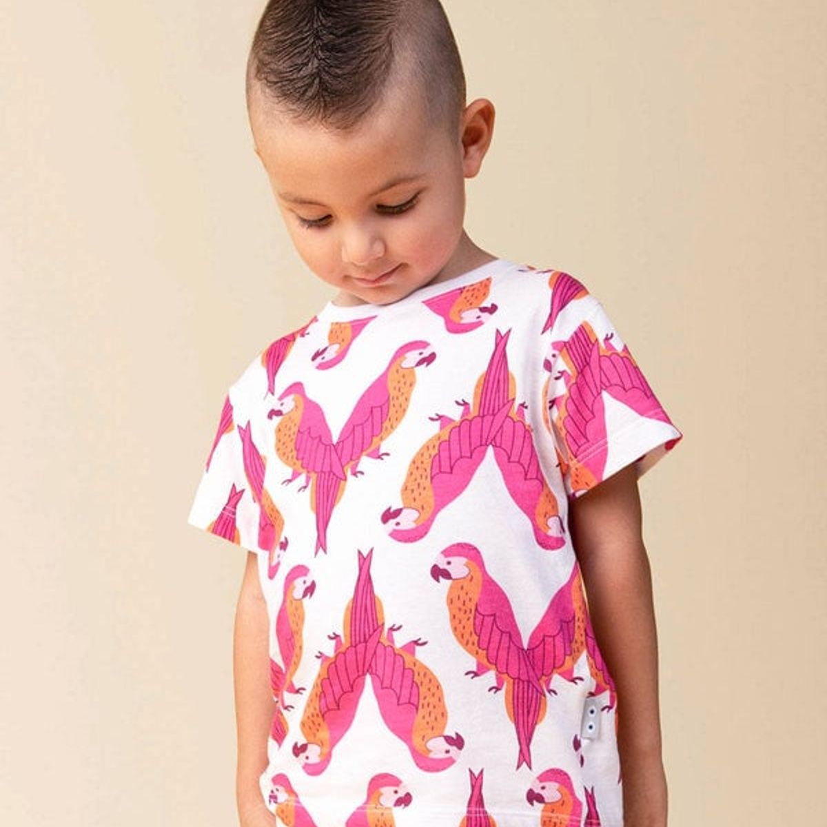DOSOJOS - Camiseta unisex para bebés y niños en algodón peruano - loros