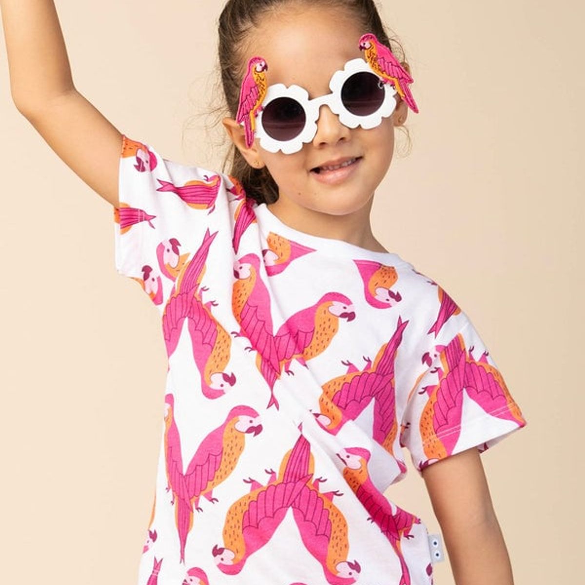 DOSOJOS - Camiseta unisex para bebés y niños en algodón peruano - loros