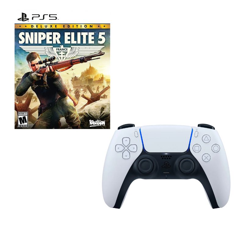 PLAYSTATION - Control Playstation 5 Blanco Con Juego Sniper Elite 5 Ps5