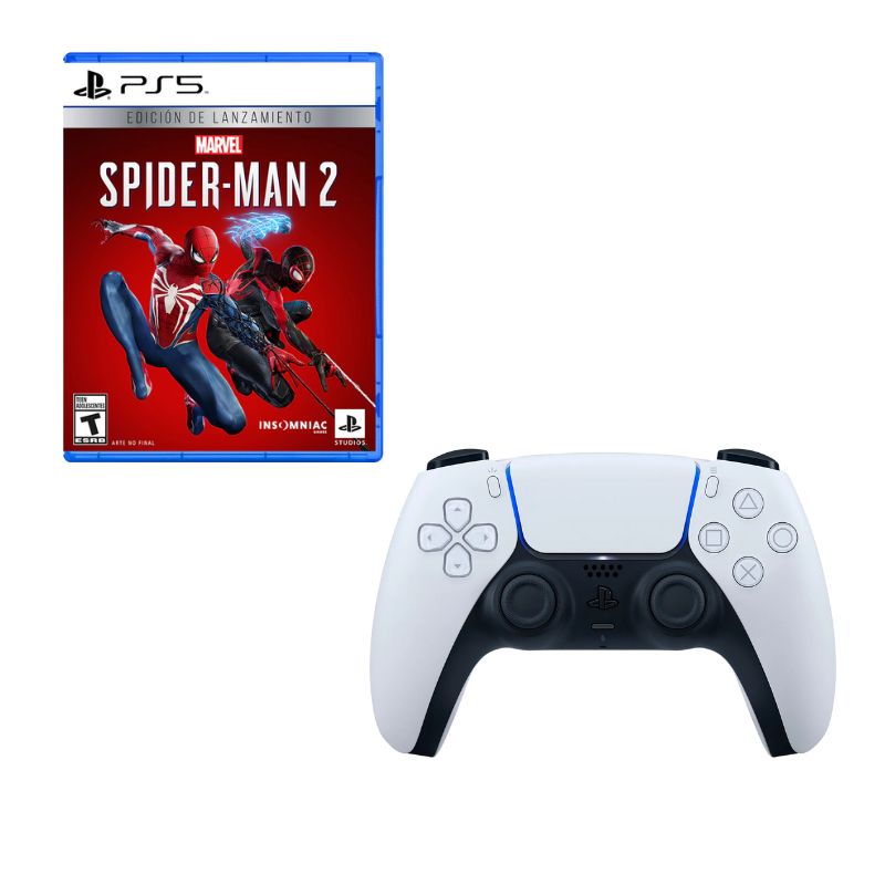 PLAYSTATION - Control Playstation 5 Blanco Con Juego Spiderman 2 PS5