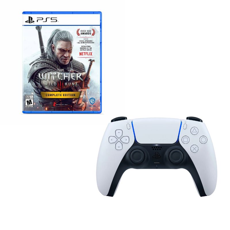 PLAYSTATION - Control Playstation 5 Blanco Con Juego The Witcher 3: Wild Hunt  Ps5