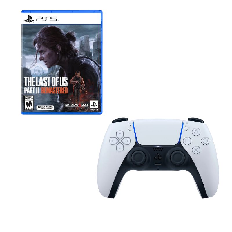 PLAYSTATION - Control Playstation 5 Blanco Con Juego The Last of Us Part II Remastered Ps5
