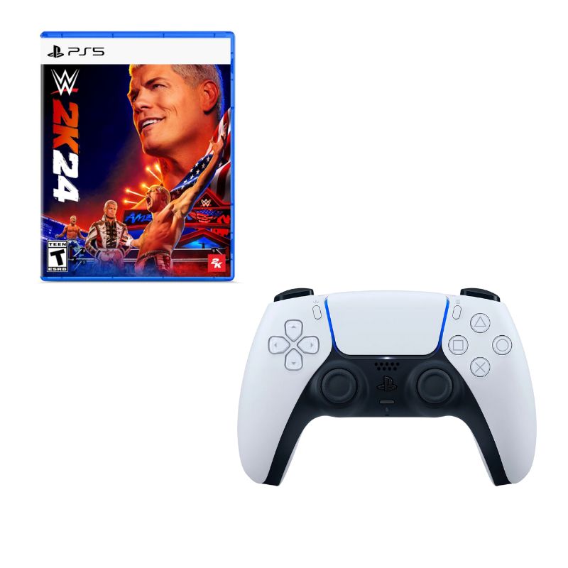 PLAYSTATION - Control Playstation 5 Blanco Con Juego WWE 2K24 Ps5