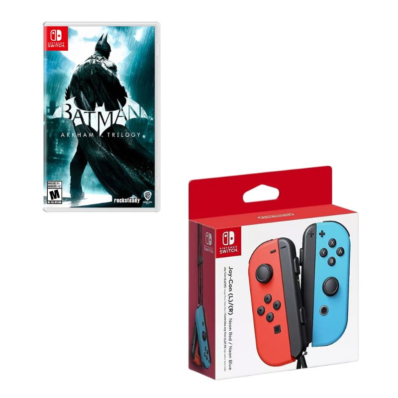 NINTENDO SWITCH - Control Nintendo Switch Joy-con Neon Con Juego Batman Arkham Collection