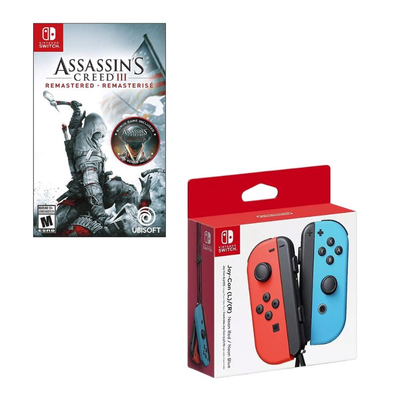NINTENDO SWITCH - Control Nintendo Switch Joy-con Neon Con Juego Assassins Creed 3 Switch