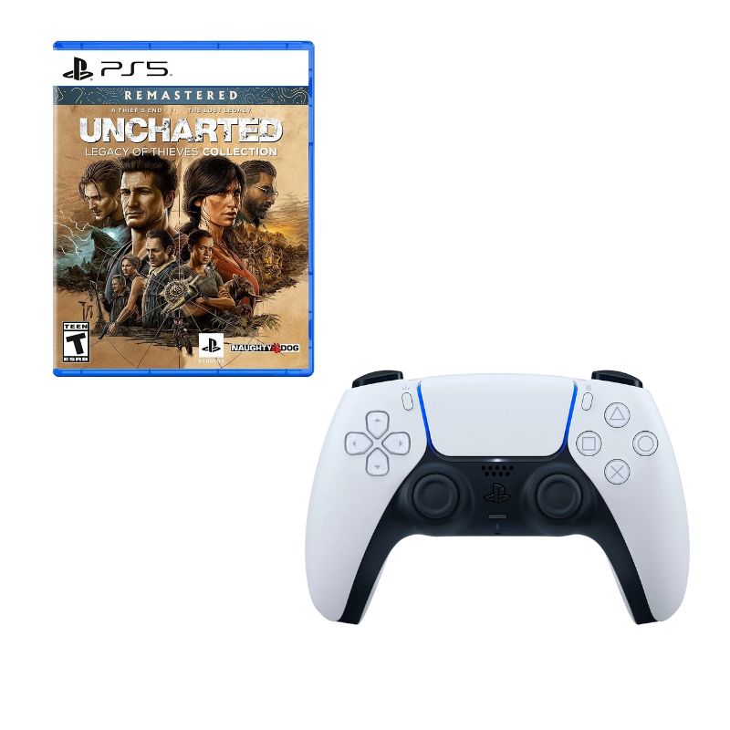 PLAYSTATION - Control Playstation 5 Blanco Con Juego Uncharted Coleccion Ps5