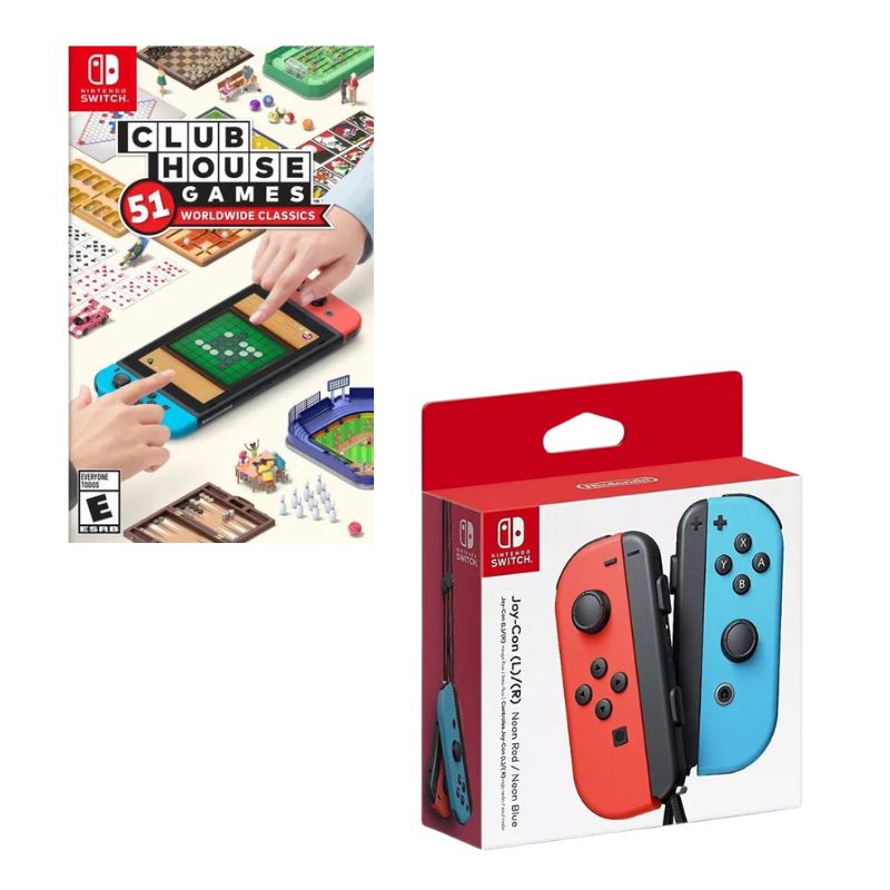 NINTENDO SWITCH - Control Nintendo Switch Joy-con Neon Con Juego 51 Games Word Switch