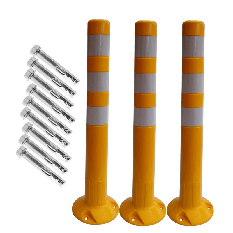 GENERICO - Hito Vial X 3 Flexible Amarillo-3 Cintas-incluye Tornillos