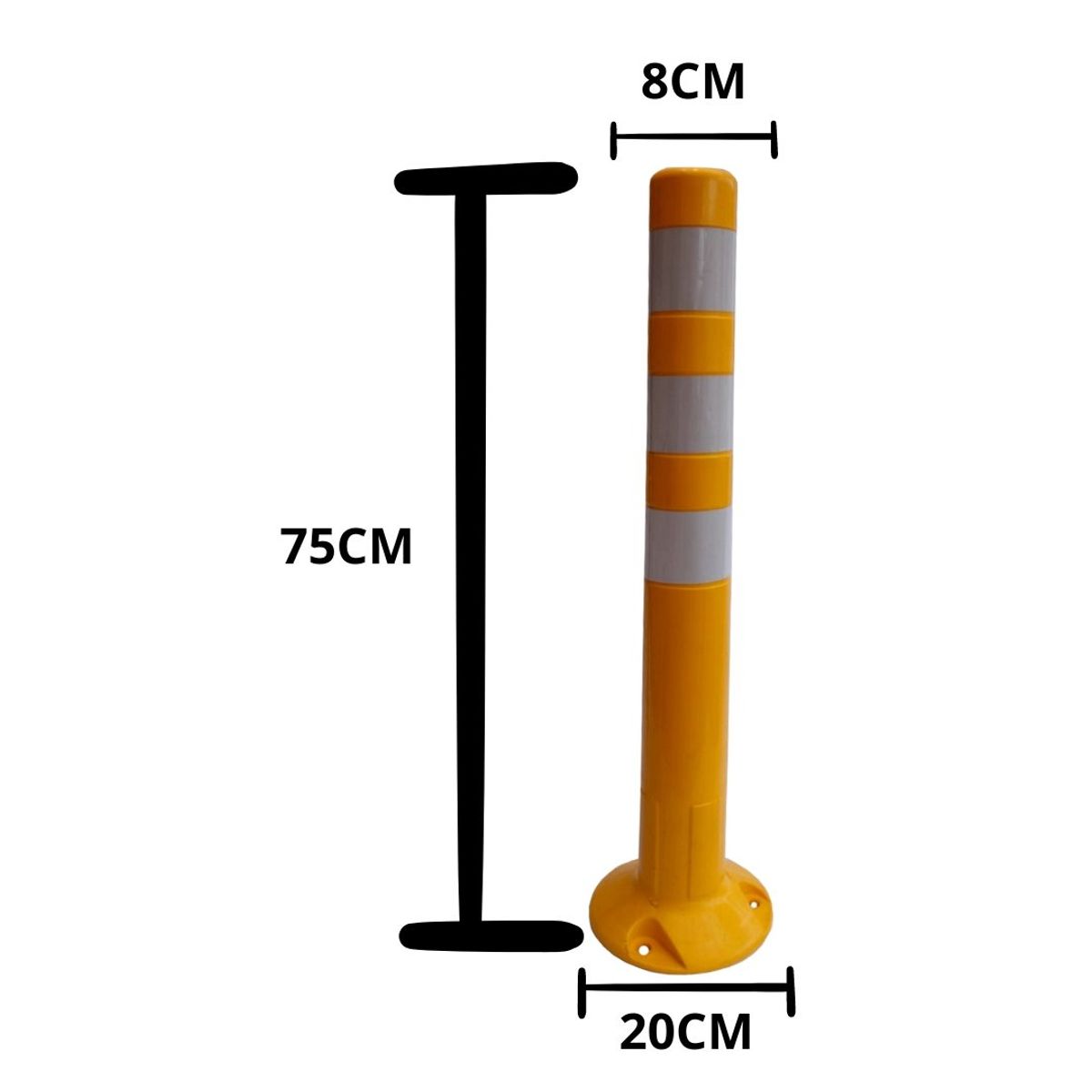 GENERICO - Hito Vial X 3 Flexible Amarillo-3 Cintas-incluye Tornillos