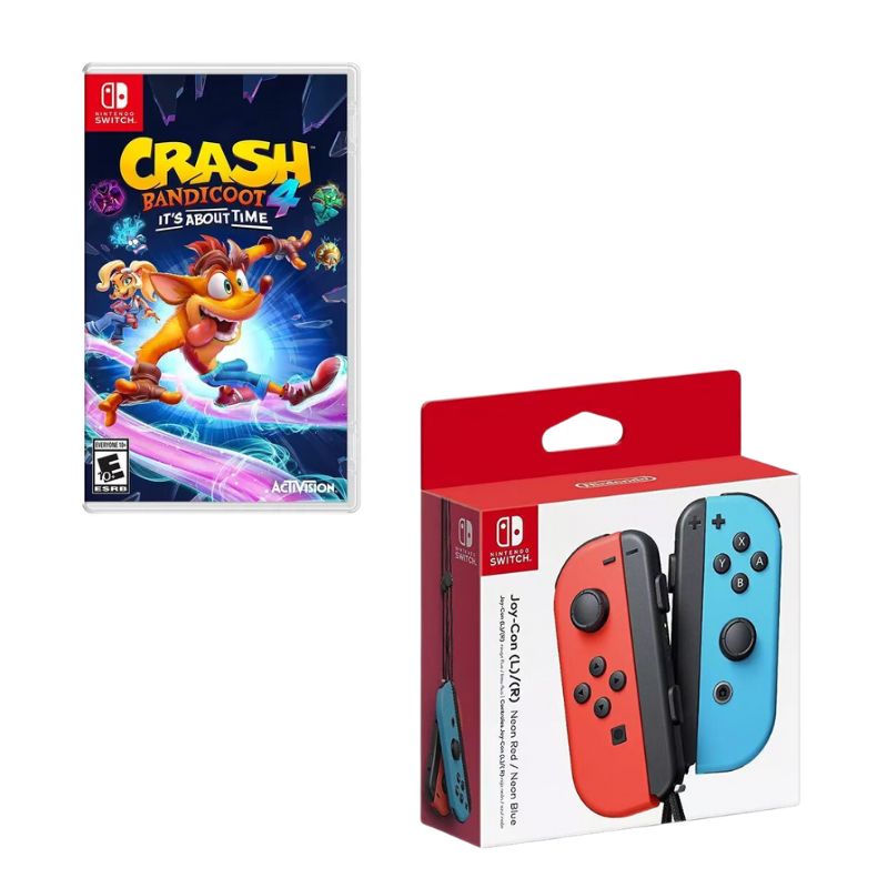 NINTENDO SWITCH - Control Nintendo Switch Joy-con Neon Con Juego Crash Bandicoot 4