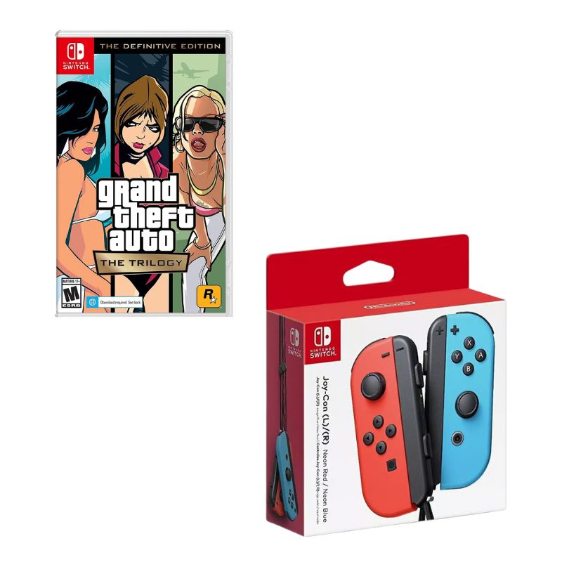 NINTENDO SWITCH - Control Nintendo Switch Joy-con Neon Con Juego Gta Trilogy Switch