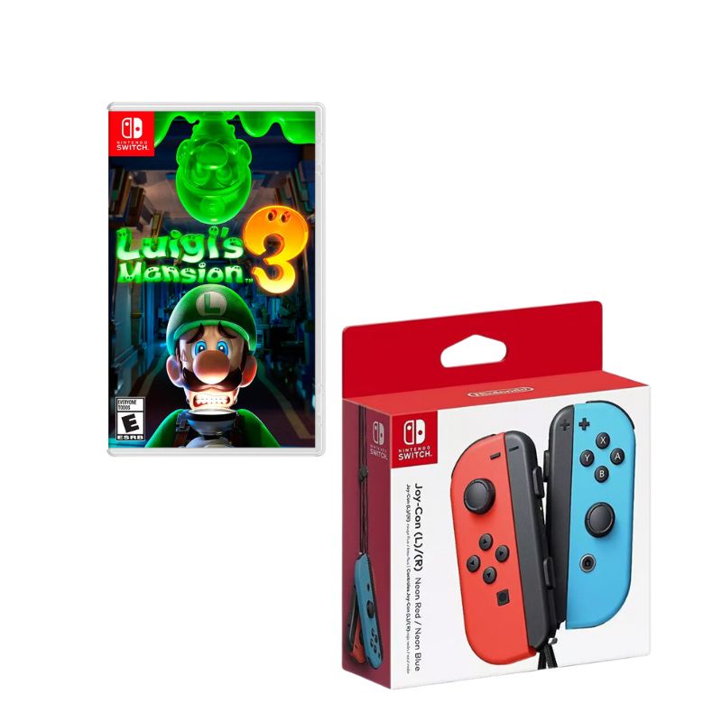 NINTENDO SWITCH - Control Nintendo Switch Joy-con Neon Con Juego Luigis Mansion 3