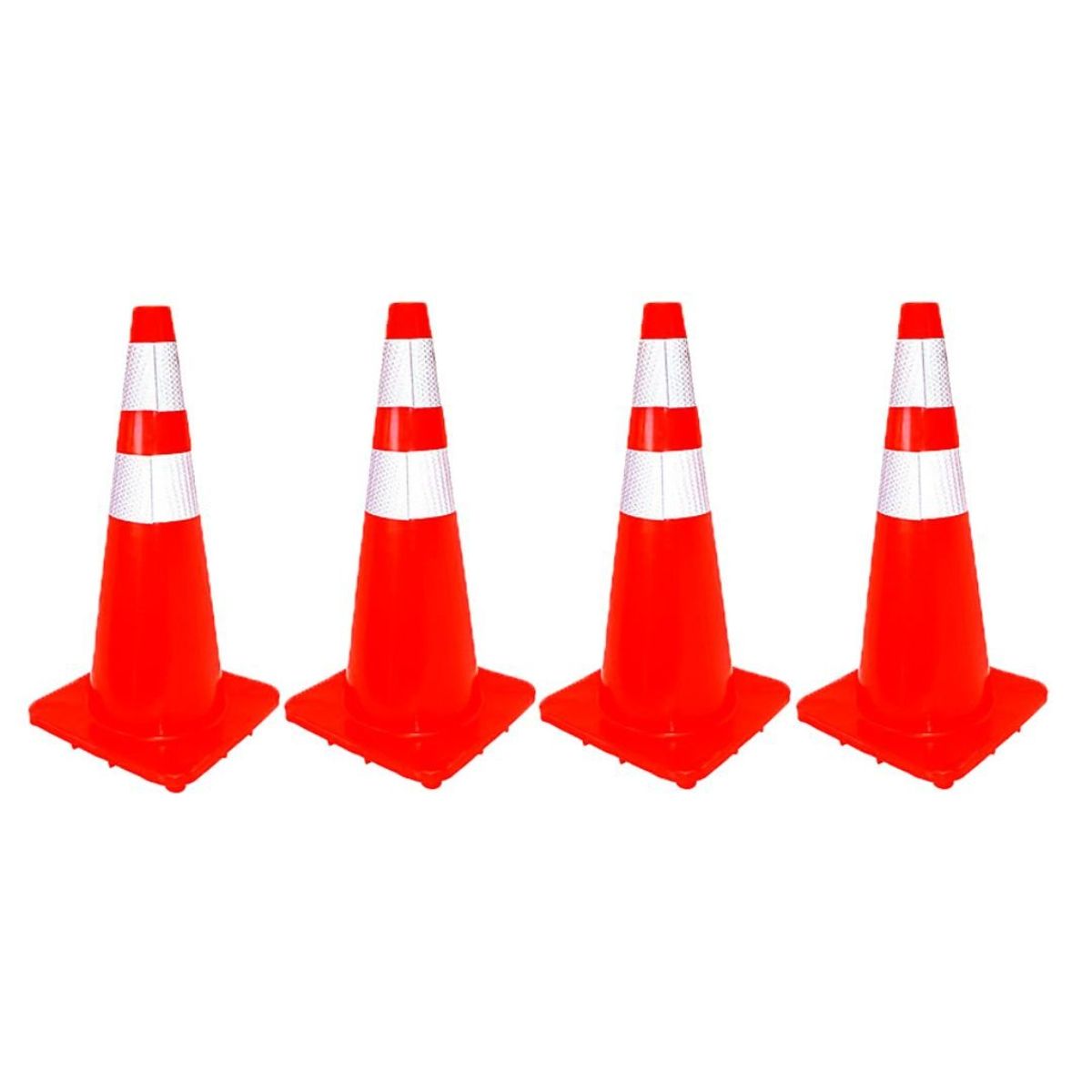 GENERICO - Kit 4 Conos Señalización Vial Altura 70cm 2 Cinta Reflectiva