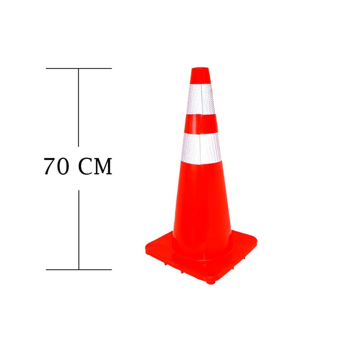 GENERICO - Kit 4 Conos Señalización Vial Altura 70cm 2 Cinta Reflectiva